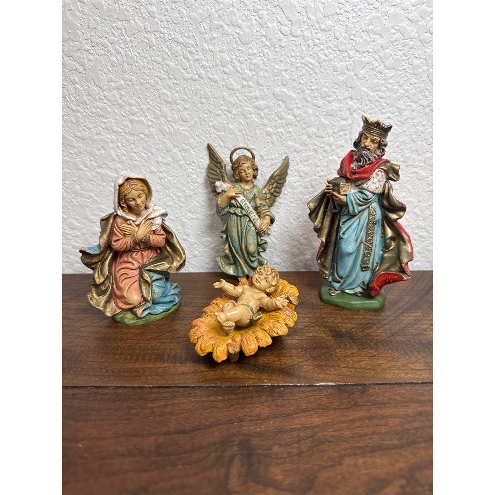 Made in Italy Nativity Set Holy Family Joseph Mary Baby Jesus 5 Pc Christmas